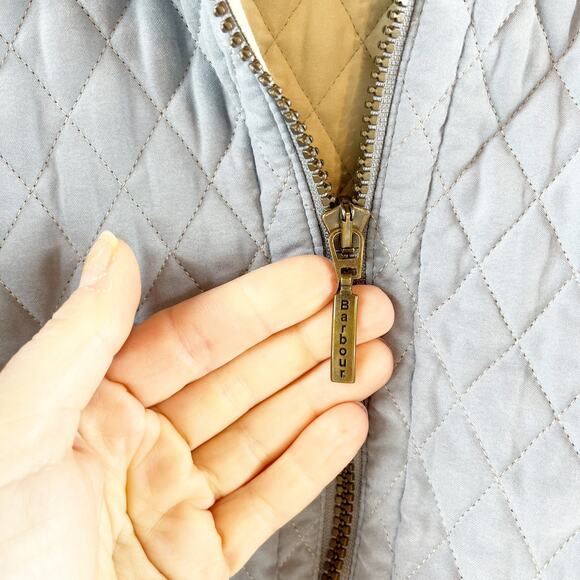Barbour Lulworth Quilted Long Sleeve Full Zip Jacket Coat Light Blue 8 - Picture 3 of 11